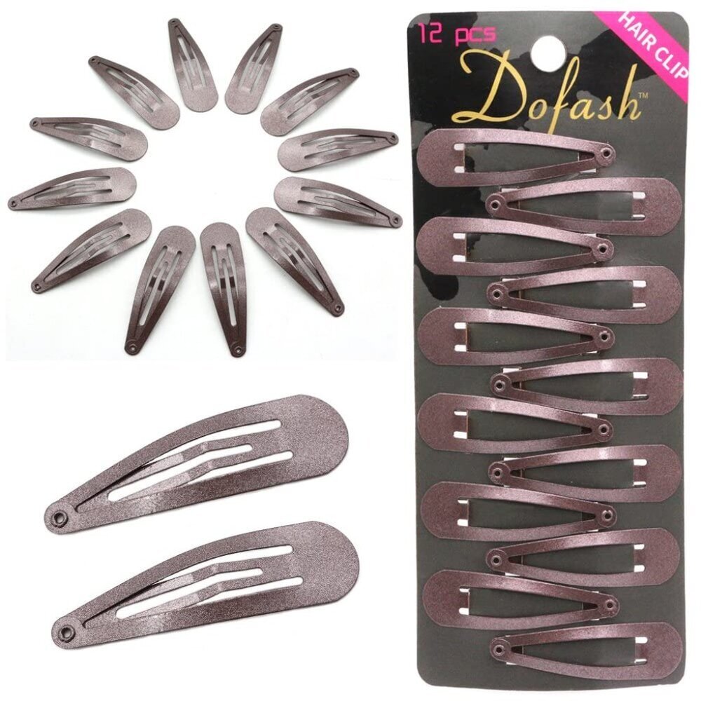 5CM/2IN Snap hair clips Metal Basic Grips Hair Accessories Girls 12PCS Brown